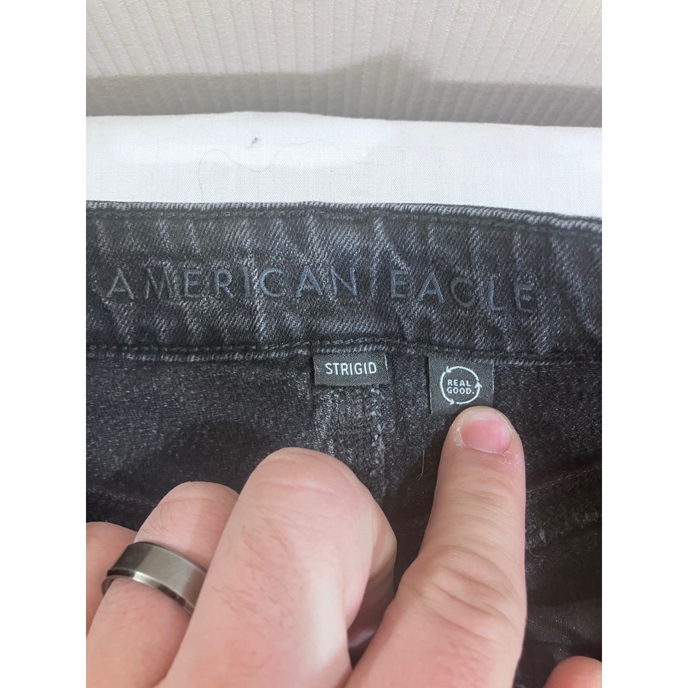 American Eagle Super High Rise Baggy Wide Leg Ankle Jeans Faded Black Strigid 00 - Picture 3 of 10